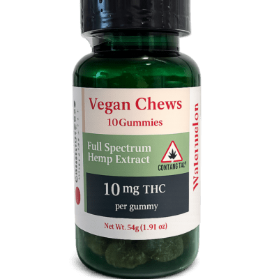 THC 10mg Vegan Chews Full Spectrum 10 ct.-Watermelon