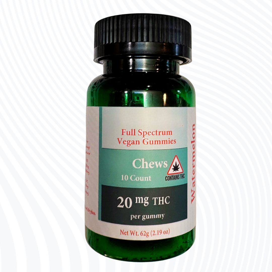 THC 20mg Vegan Chews Full Spectrum 10 ct.-Watermelon