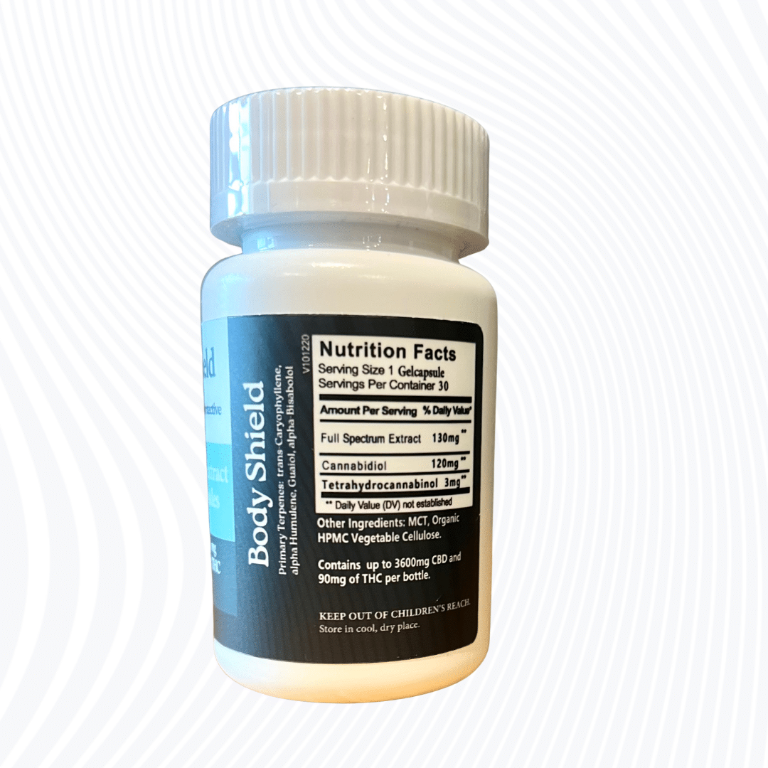 Body Shield Capsules-3600mg 30 Ct. | Cannabreeze Hemp